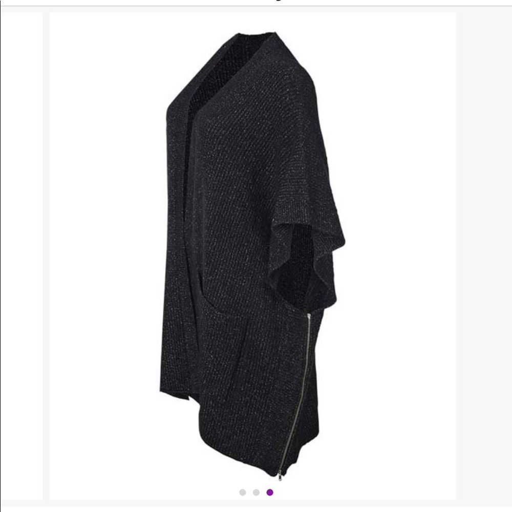 Cabi M/L Black Metallic Ruana NWT